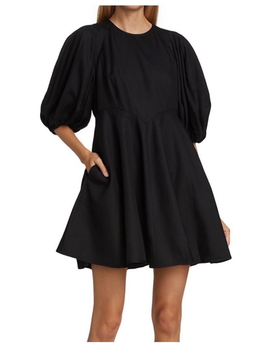 Zimmermann Black Puff-Sleeve Mini Dress